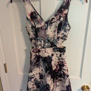 Abercrombie & Fitch Watercolor Fit & Flare Midi Cutout Dress Ladies sz XS